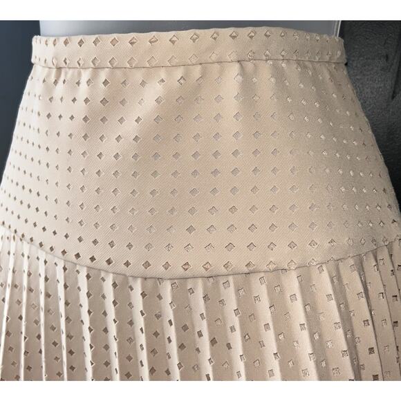 J. Crew Laser Cut Drop Waist Pleated Mini Skirt Womens Size 4 Nude Lined - Picture 5 of 11